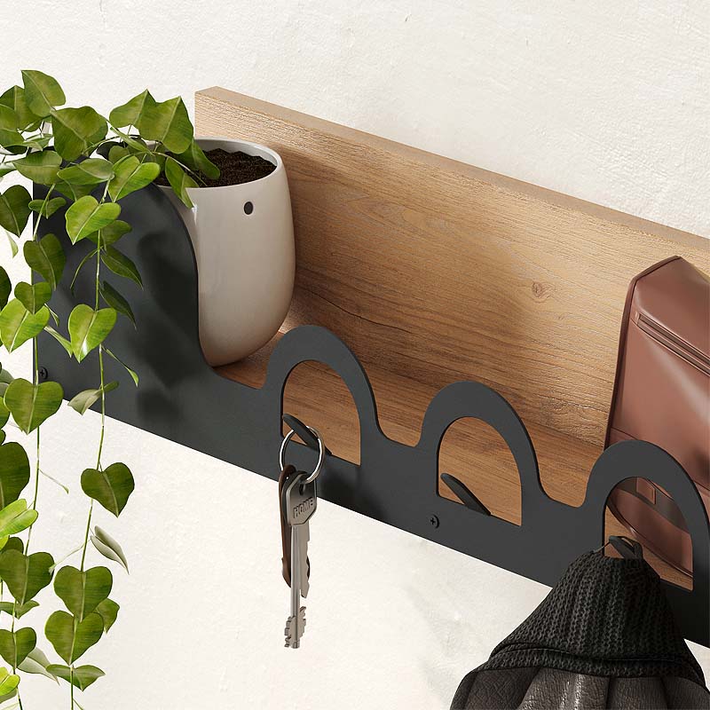 Κρεμάστρα Τοίχου Liora Megapap Χρώμα Sapphire Oak 63X14X14Εκ.