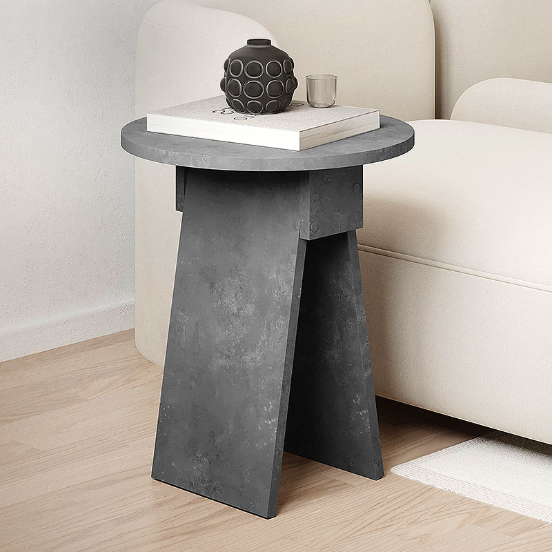 Βοηθητικό Τραπεζάκι Chen Megapap Χρώμα Γκρι Ρετρό Φ42X50Εκ.