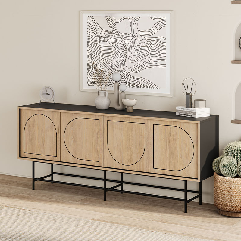 Μπουφές Joji Megapap Χρώμα Sapphire Oak - Silky Black 186,8X40X77,6Εκ.