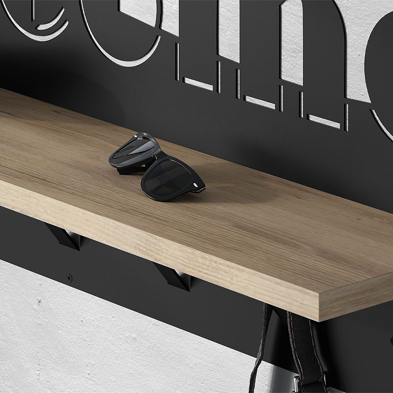 Κρεμάστρα Τοίχου Welcome Megapap Χρώμα Μαύρο - Sapphire Oak 86X15,2X29Εκ.