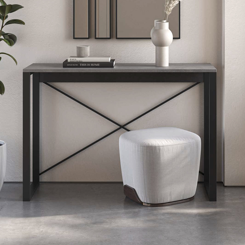 Κονσόλα Archie Megapap Χρώμα Γκρι Ρετρό - Μαύρο 110X35X75Εκ.