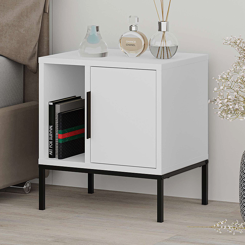 Κομοδίνο Glynn Megapap Χρώμα Λευκό 45X35X50Εκ.