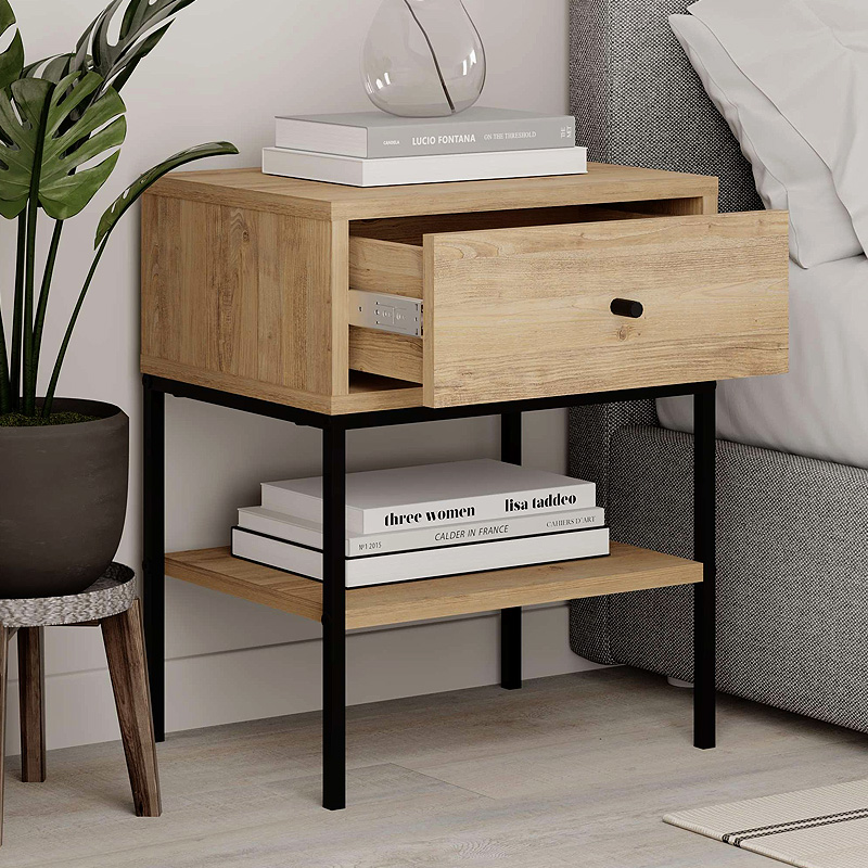 Κομοδίνο Lisa Megapap Χρώμα Saphhire Oak 45X35X56Εκ.