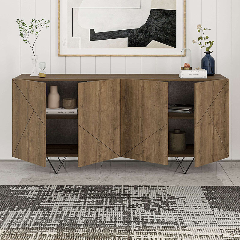 Μπουφές Jakomen Megapap Χρώμα Ανοιχτό Καρυδί 180X41,7X80Εκ.