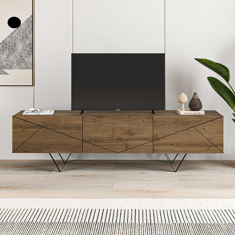 Έπιπλο Τηλεόρασης Jakomen Megapap Χρώμα Ανοιχτό Καρυδί 160X36,8X43Εκ.