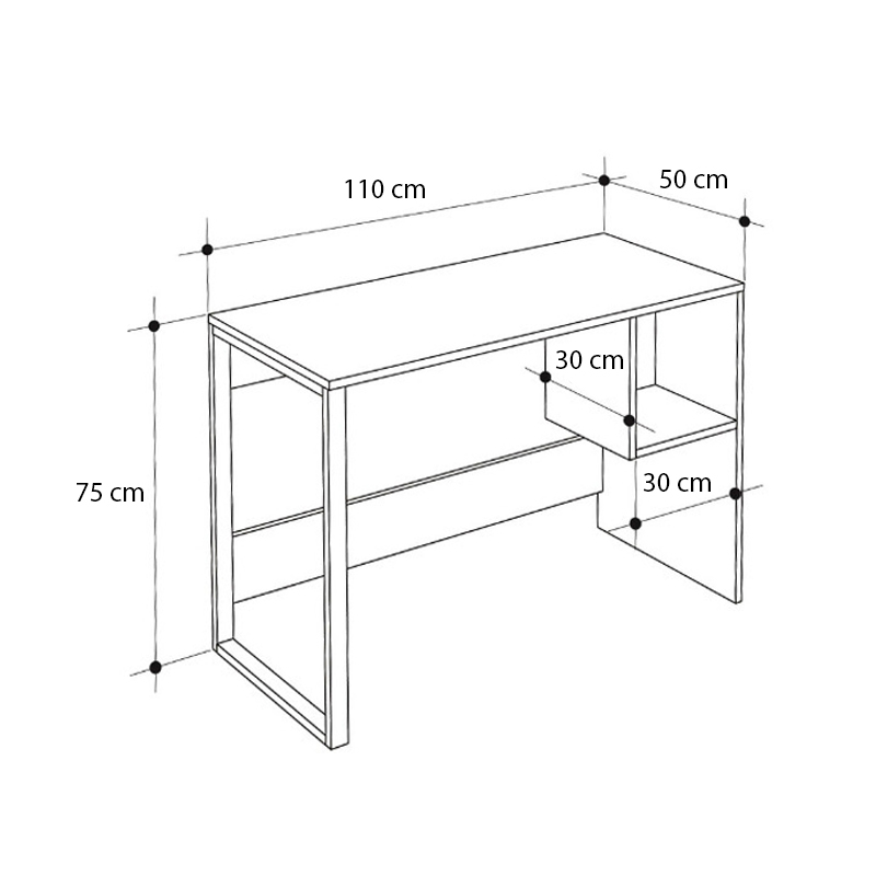 Γραφείο Εργασίας Cubo Megapap Χρώμα Black Wood 110X50X75Εκ.