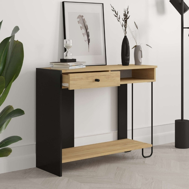 Κονσόλα Sirius Megapap Χρώμα Sapphire Oak - Silky Black 100X35X79Εκ.