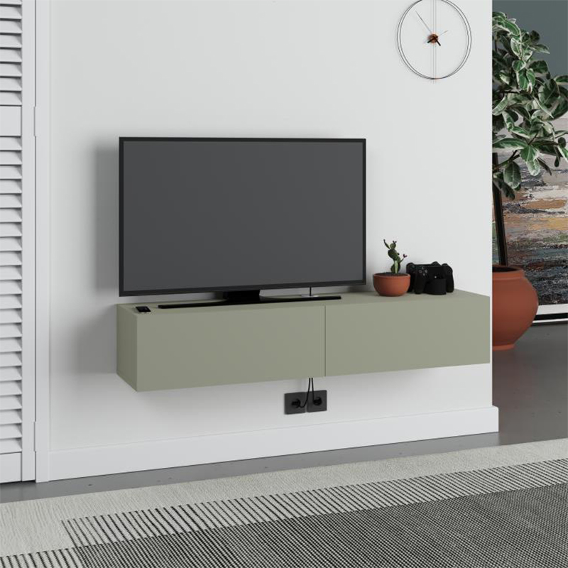 Έπιπλο Τηλεόρασης Επιτοίχιο Francy Megapap Χρώμα Ash Green 135X31,7X25Εκ. Έπιπλο Τηλεόρασης Επιτοίχιο Francy Megapap Χρώμα Ash Green 135X31,7X25Εκ.