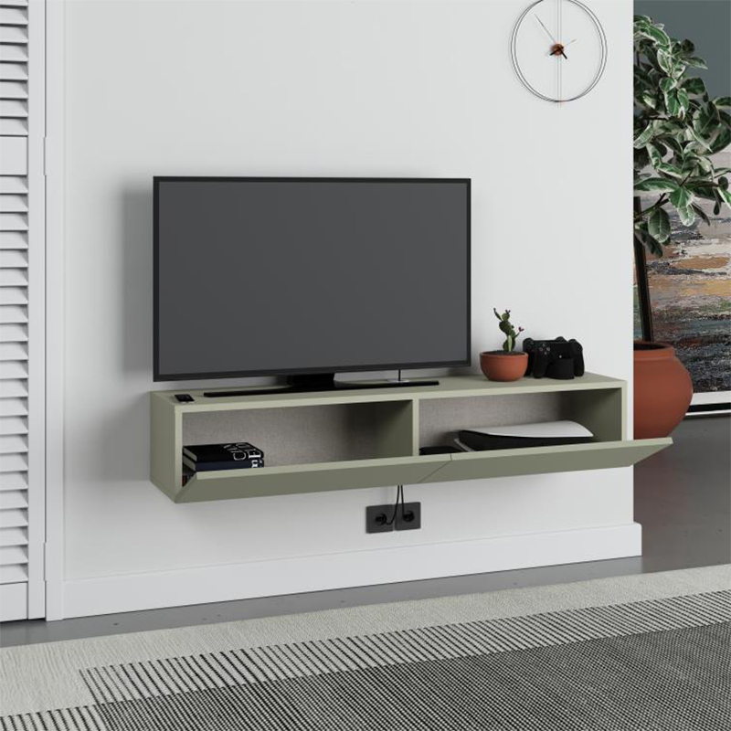 Έπιπλο Τηλεόρασης Επιτοίχιο Francy Megapap Χρώμα Ash Green 135X31,7X25Εκ. Έπιπλο Τηλεόρασης Επιτοίχιο Francy Megapap Χρώμα Ash Green 135X31,7X25Εκ.