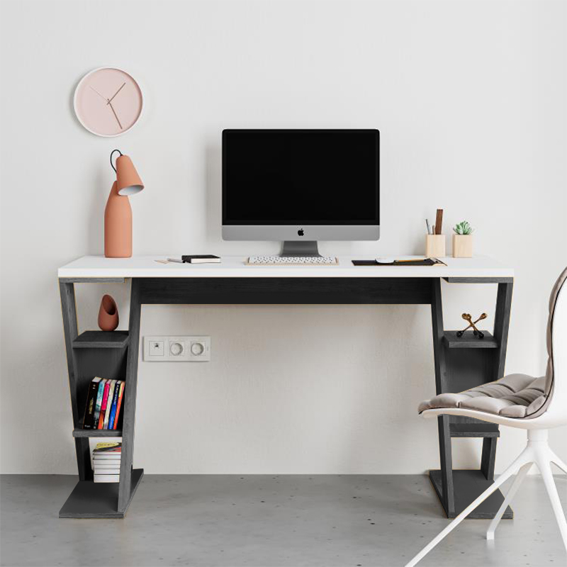 Γραφείο Εργασίας Papillon Megapap Χρώμα Ανθρακί - Λευκό 137X60X75Εκ Γραφείο Εργασίας Papillon Megapap Χρώμα Ανθρακί - Λευκό 137X60X75Εκ