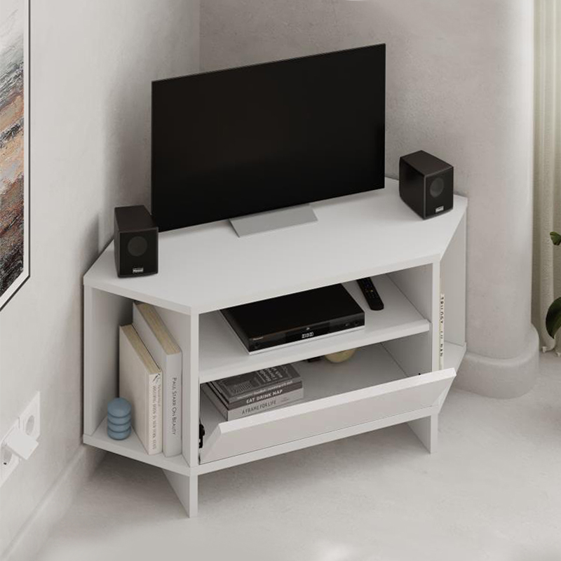 Έπιπλο Τηλεόρασης Γωνιακό Viva Megapap Χρώμα Λευκό 95,7X35,4X45Εκ.