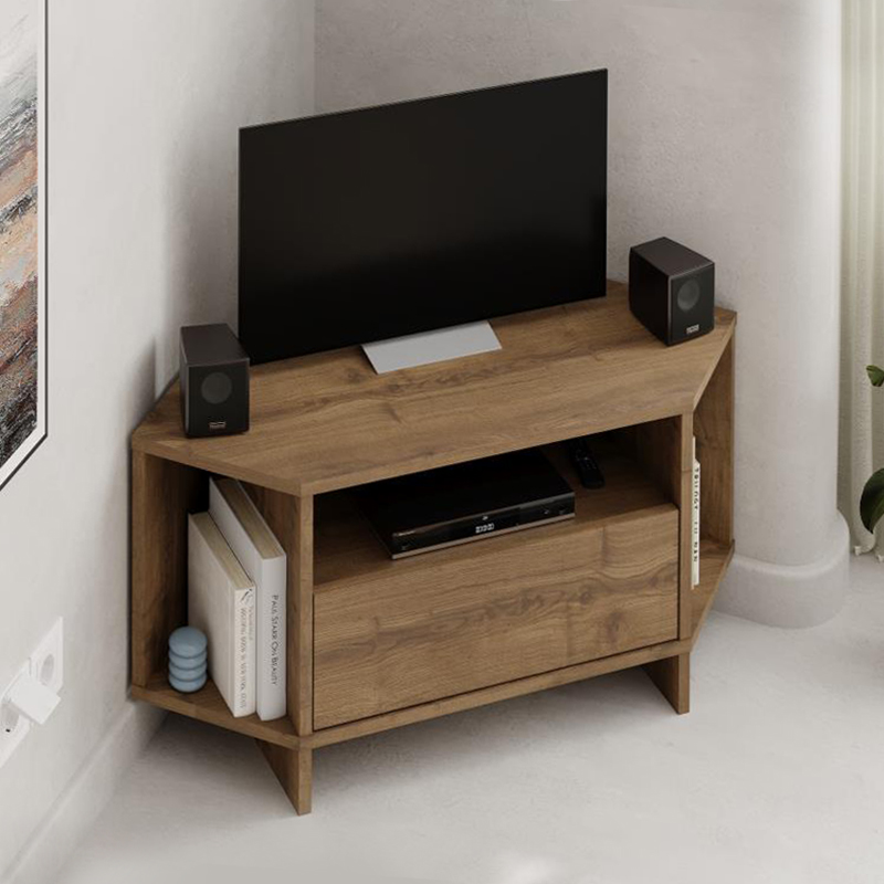 Έπιπλο Τηλεόρασης Γωνιακό Viva Megapap Χρώμα Ανοιχτό Καρυδί 95,7X35,4X45Εκ.