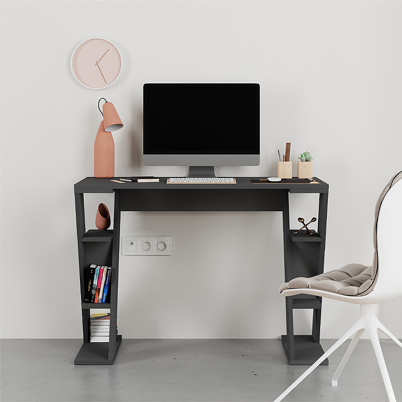 Γραφείο Εργασίας Papillon Megapap Χρώμα Ανθρακί 106X50X75Εκ