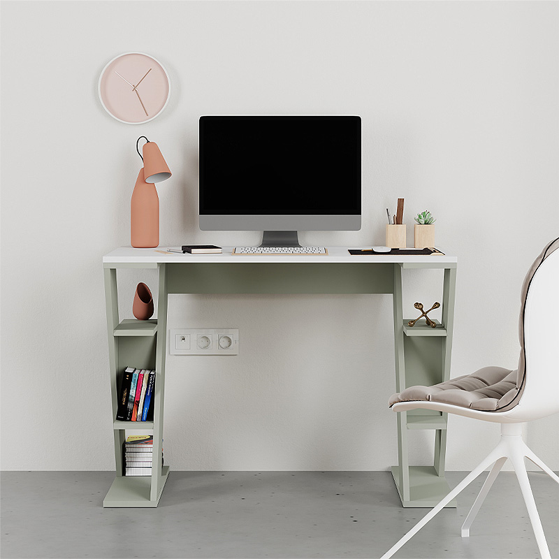 Γραφείο Εργασίας Papillon Megapap Χρώμα Ash Green - Λευκό 106X50X75Εκ