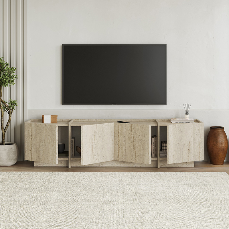 Έπιπλο Τηλεόρασης Lowen Megapap Χρώμα Travertine 180X35X46,2Εκ.