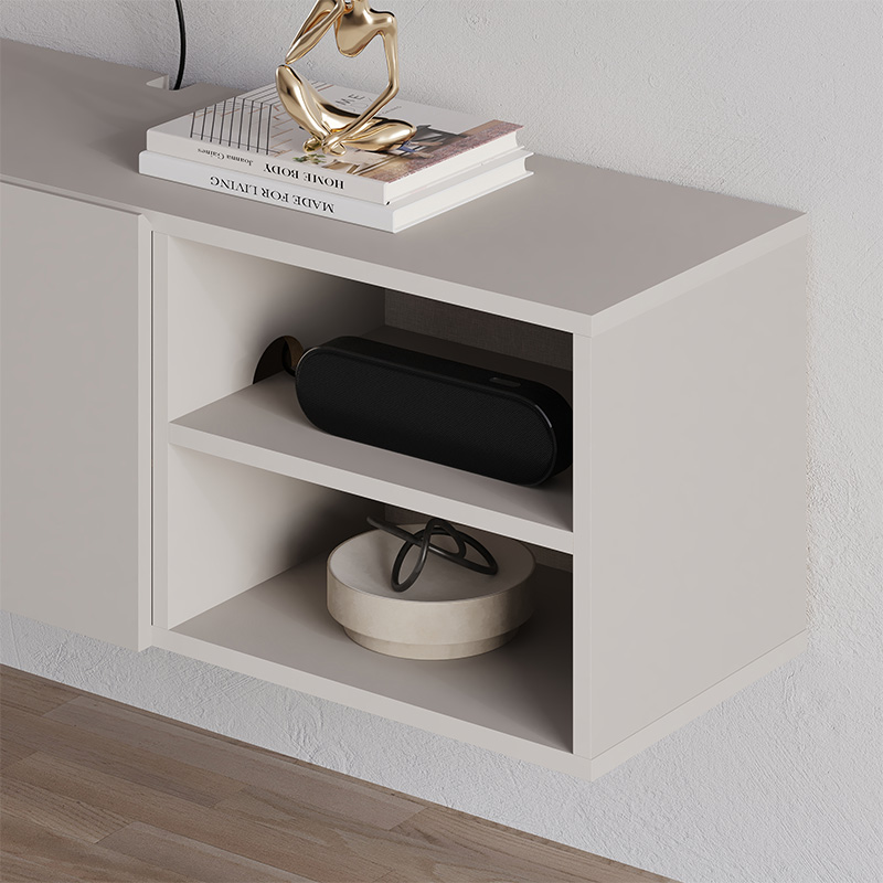 Έπιπλο Τηλεόρασης Επιτοίχιο Conrad Megapap Χρώμα Sandstone 140X35X38Εκ.