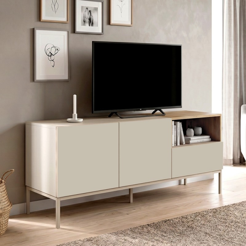 Έπιπλο Τηλεόρασης Cailin Megapap Χρώμα Sandstone - Sepet Oak 140X41,8X55Εκ.