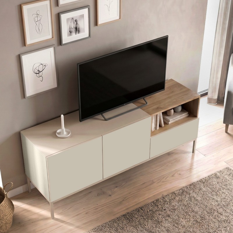 Έπιπλο Τηλεόρασης Cailin Megapap Χρώμα Sandstone - Sepet Oak 140X41,8X55Εκ.