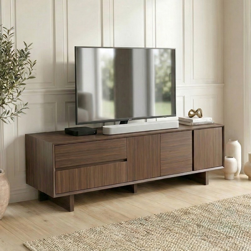 Έπιπλο Τηλεόρασης Capri Megapap Χρώμα Καρυδί Milano 180X45X55Εκ.