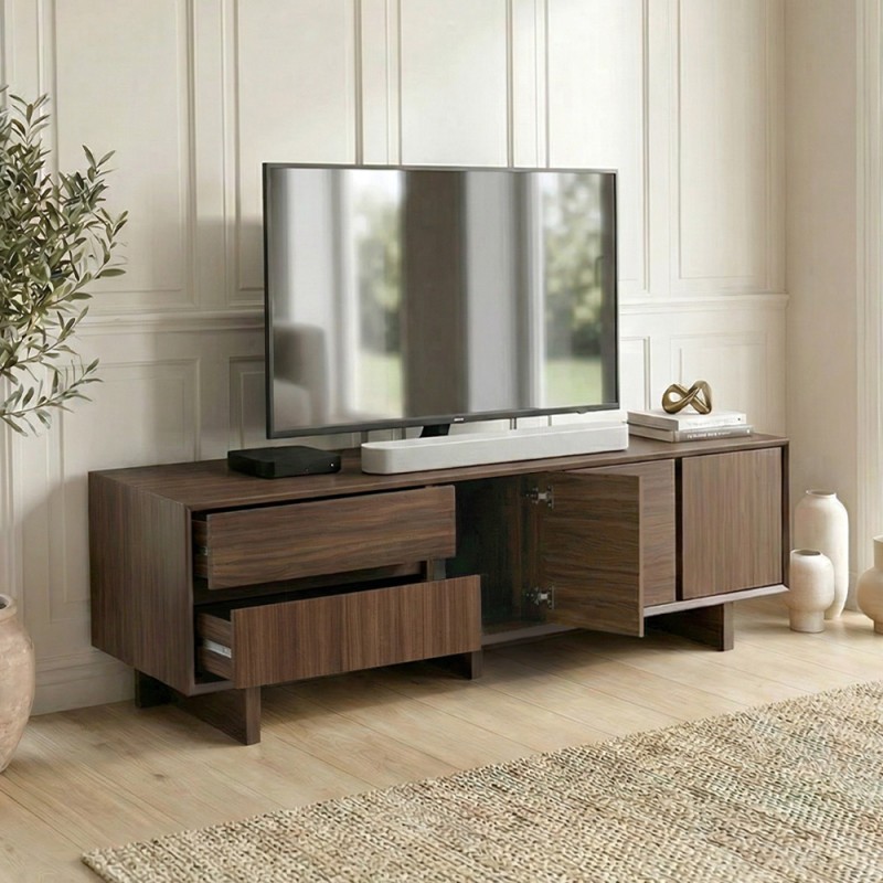 Έπιπλο Τηλεόρασης Capri Megapap Χρώμα Καρυδί Milano 180X45X55Εκ.