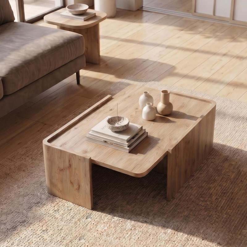 Τραπεζάκι Σαλονιού Bora Megapap Χρώμα Sepet Oak 82X52X28,5Εκ.
