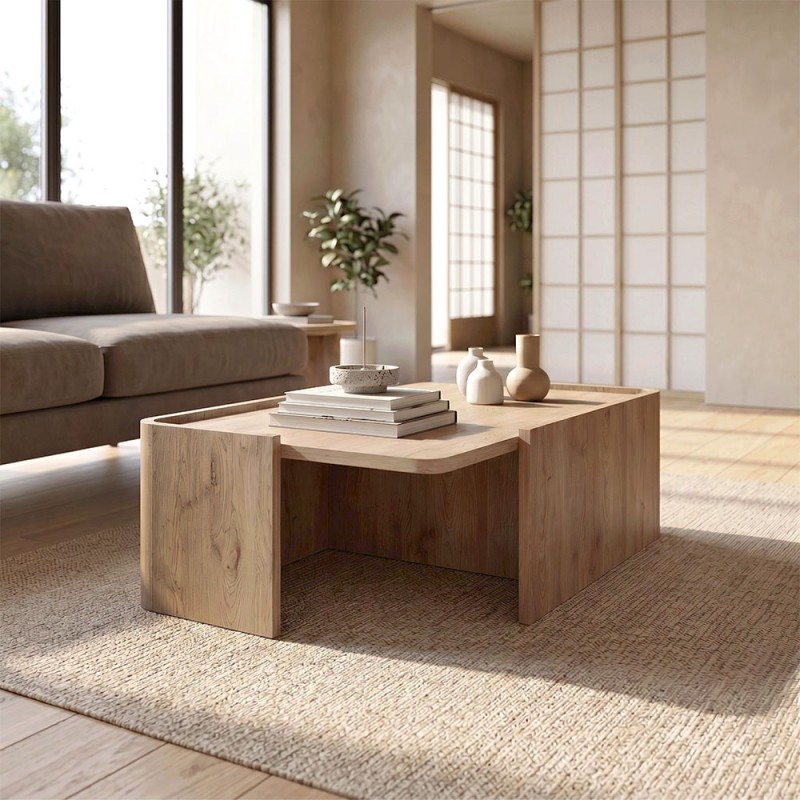 Τραπεζάκι Σαλονιού Bora Megapap Χρώμα Sepet Oak 82X52X28,5Εκ.