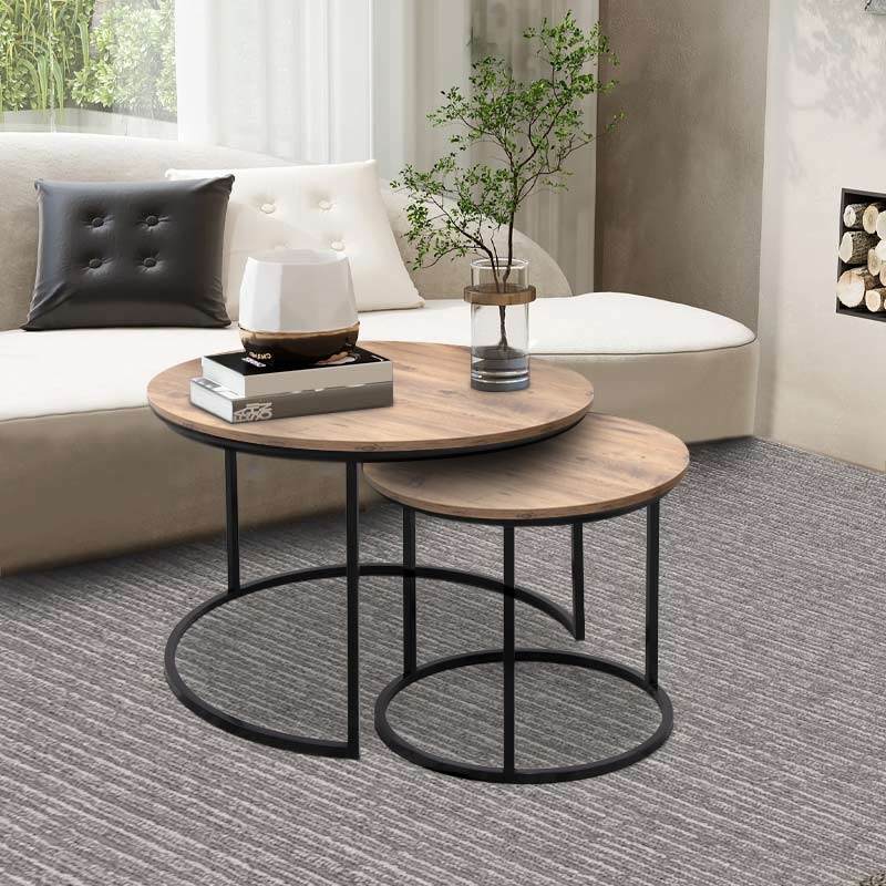 Τραπεζάκια Σαλονιού Gary Megapap Mdf - Μεταλλικό Χρώμα Ακακίας 65X65X44Εκ.