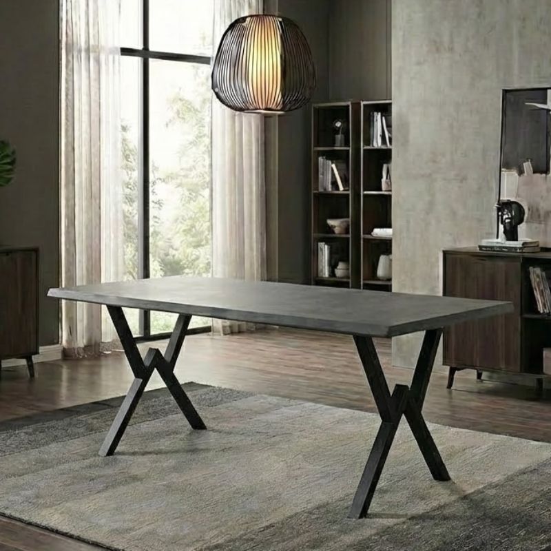 Τραπέζι Walter Megapap Mdf - Μεταλλικό Χρώμα Σκούρο Γκρι Σκυροδέματος 200X100X75Εκ.