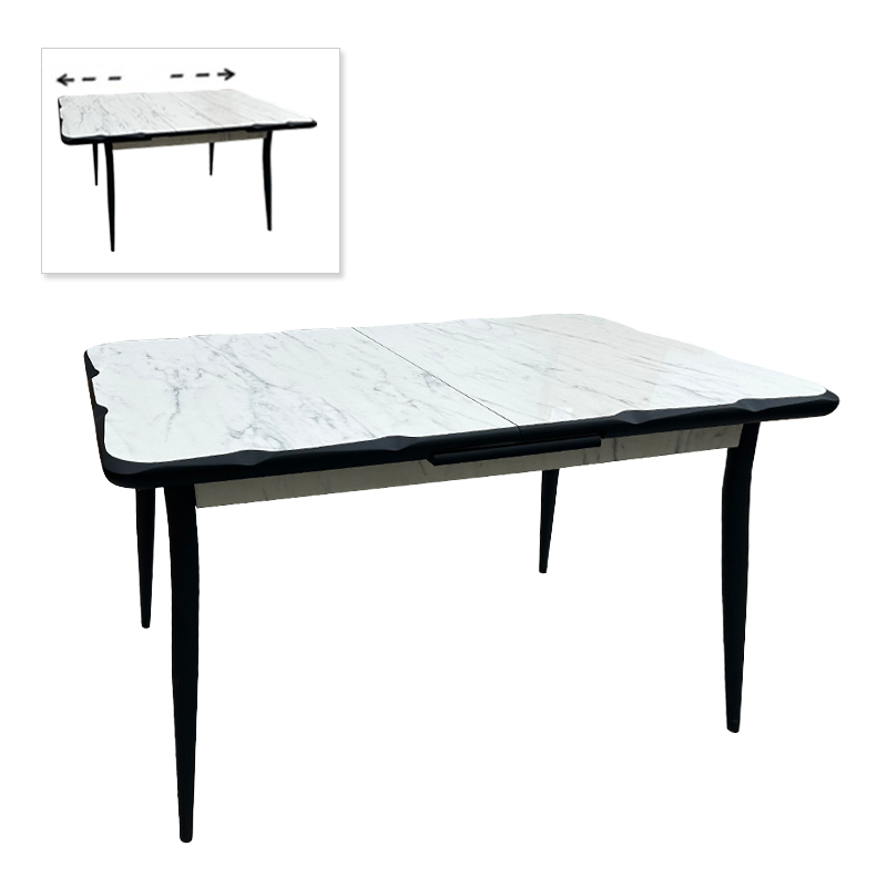 Τραπέζι Karen Megapap Επεκτεινόμενο Χρώμα Λευκό - Μαύρο 130/160X80X75Εκ.