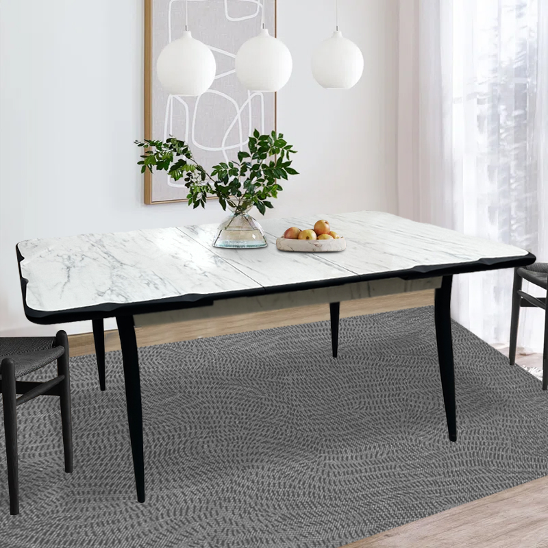 Τραπέζι Karen Megapap Επεκτεινόμενο Χρώμα Λευκό - Μαύρο 130/160X80X75Εκ.