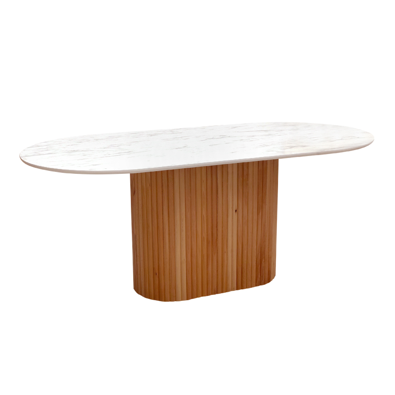 Τραπέζι Borno Megapap Χρώμα Φυσικό - Λευκό Εφέ Μαρμάρου 180X89X75 Εκ.