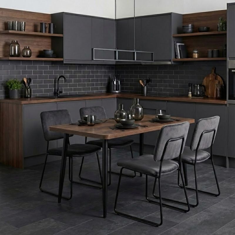 Τραπέζι Levico Megapap Mdf - Μεταλλικό Χρώμα Καπνιστή Καρυδιά 130X75X75Εκ.