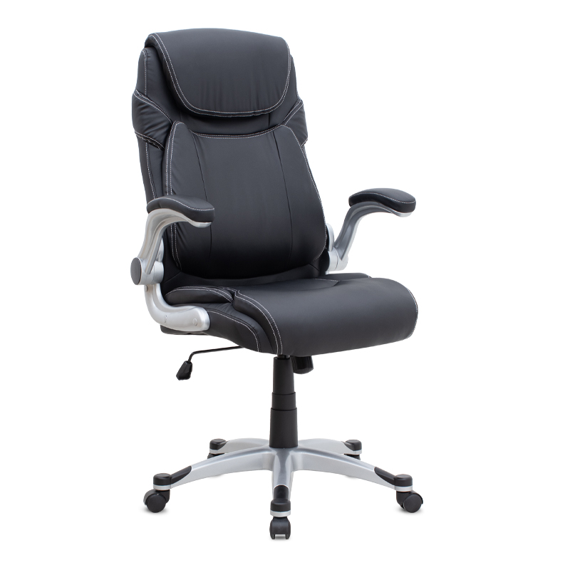 Καρέκλα Γραφείου Διευθυντική Gustavo Megapap Από Τεχνόδερμα Χρώμα Μαύρο 69X65X116/126Εκ.