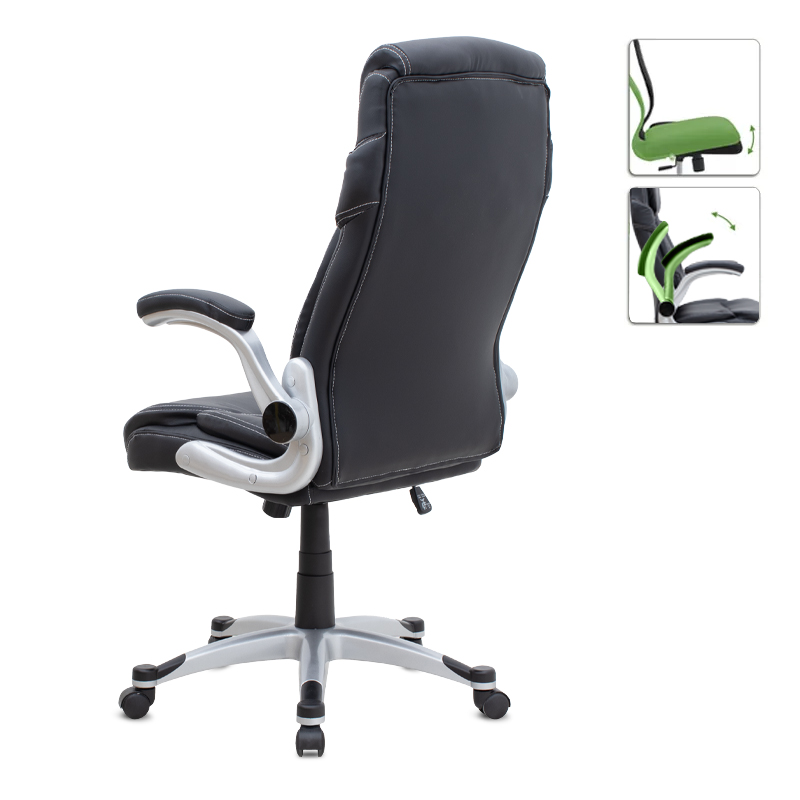 Καρέκλα Γραφείου Διευθυντική Gustavo Megapap Από Τεχνόδερμα Χρώμα Μαύρο 69X65X116/126Εκ.