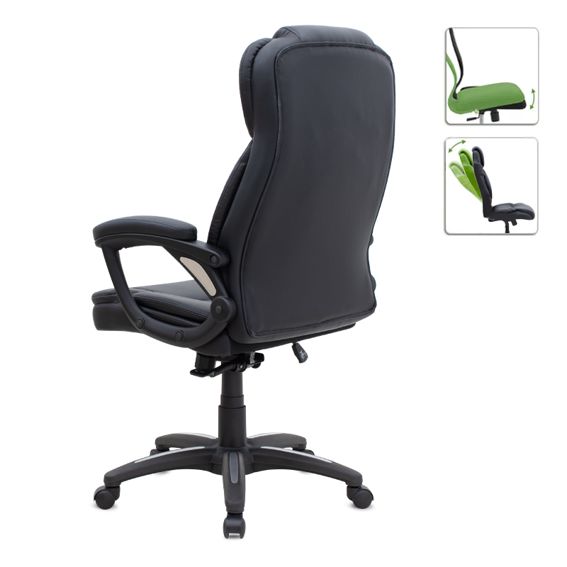 Καρέκλα Γραφείου Διευθυντική Morgan Megapap Από Τεχνόδερμα Χρώμα Μαύρο 67X65X112/122Εκ.