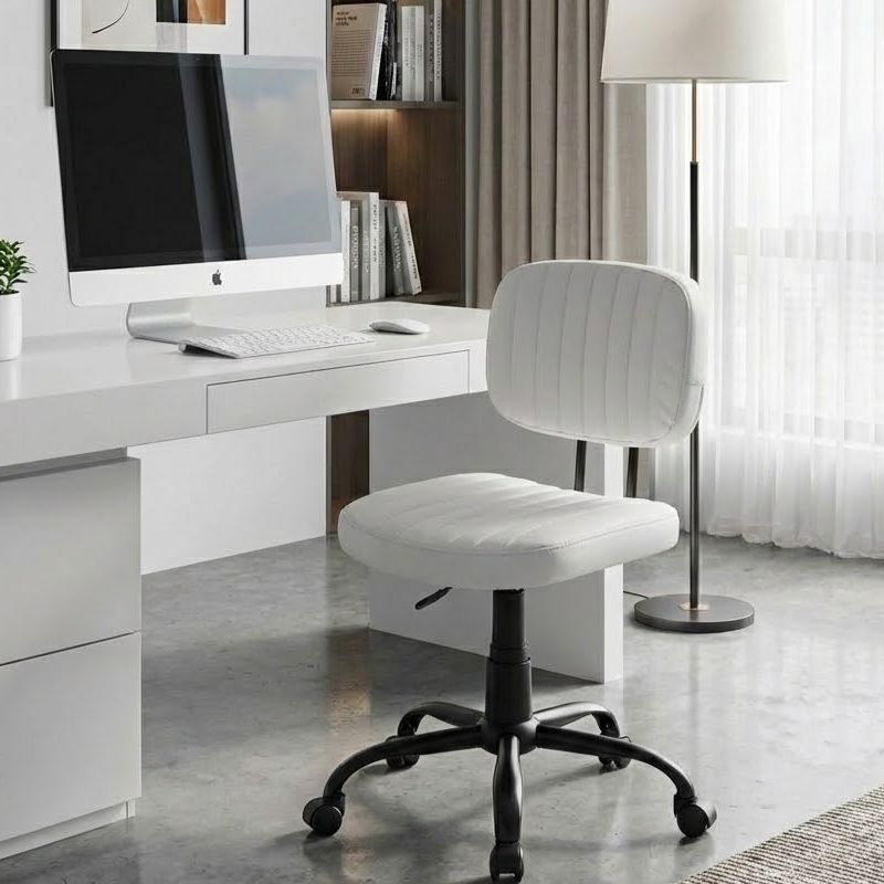 Καρέκλα Γραφείου Romano Megapap Από Τεχνόδερμα Χρώμα Λευκό 46X53X79/86Εκ.