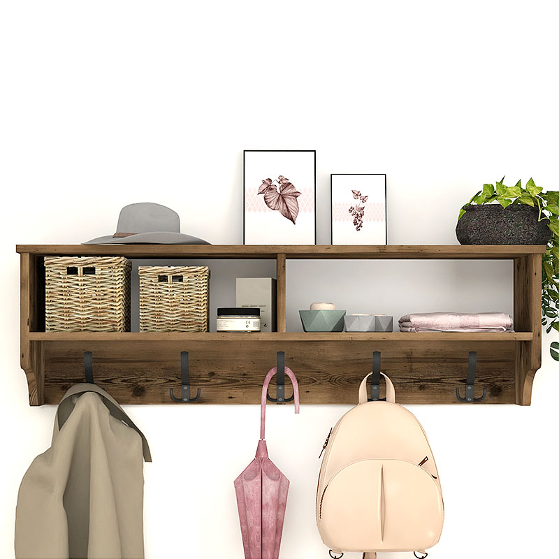 Κρεμάστρα Τοίχου Ottila Megapap Από Μελαμίνη Χρώμα Καπνιστή Καρυδιά 120X22X37Εκ.