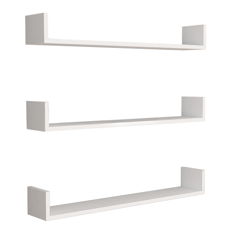 Ραφιέρα Τοίχου Tyrion Megapap 3 Τεμαχίων Από Μελαμίνη Χρώμα Λευκό 90X15X12Εκ.