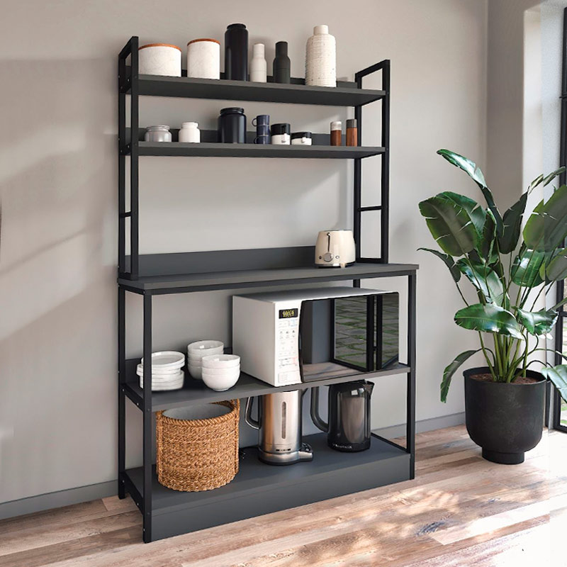 Έπιπλο Κουζίνας Foyer Megapap Μεταλλικό - Μελαμίνης Χρώμα Μαύρο - Ανθρακί 101X36X160,7Εκ.