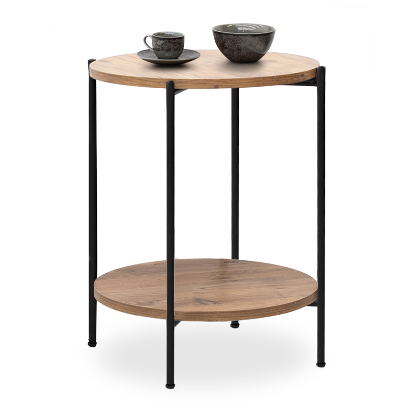 Τραπεζάκι Βοηθητικό Argento Megapap Μεταλλικό - Μελαμίνης Χρώμα Pine Oak 43X43X60Εκ.