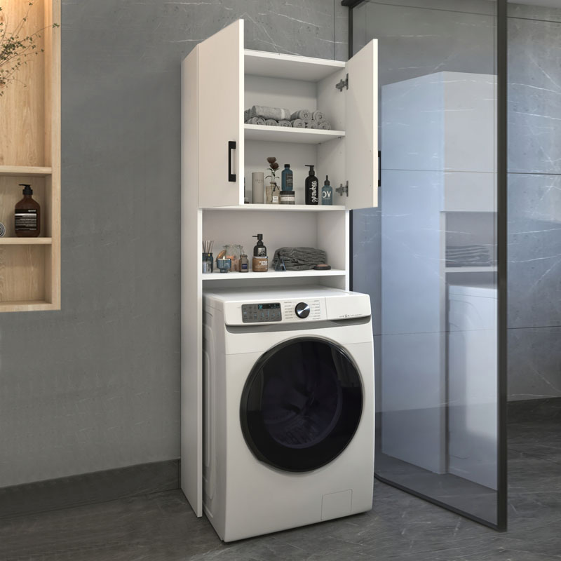 Έπιπλο Πλυντηρίου Holton Megapap Από Μελαμίνη Χρώμα Λευκό 65,5X30X180Εκ.