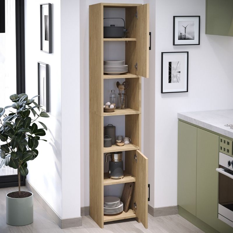 Ντουλάπι Κουζίνας - Μπάνιου Hobbes Megapap Χρώμα Sapphire Oak 35X30X180Εκ.