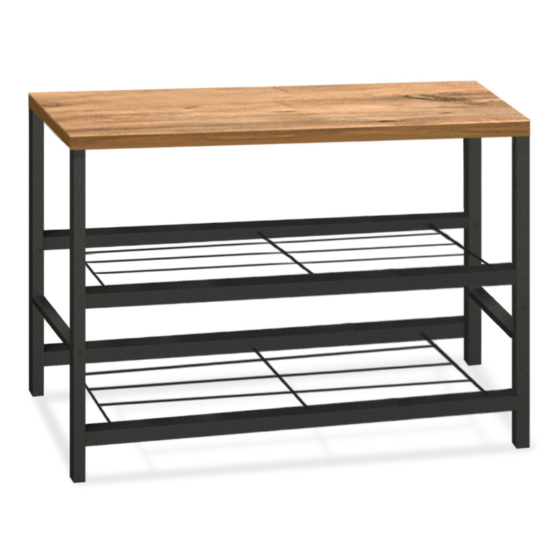 Παπουτσοθήκη Dalia Megapap 6 Ζευγών Μεταλλική - Μελαμίνης Χρώμα Μαύρο - Pine Oak 65X30X45Εκ.