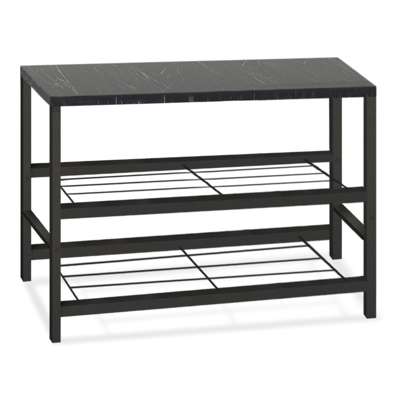 Παπουτσοθήκη Dalia Megapap 6 Ζευγών Μεταλλική - Μελαμίνης Χρώμα Μαύρο Εφέ Μαρμάρου 65X30X45Εκ.