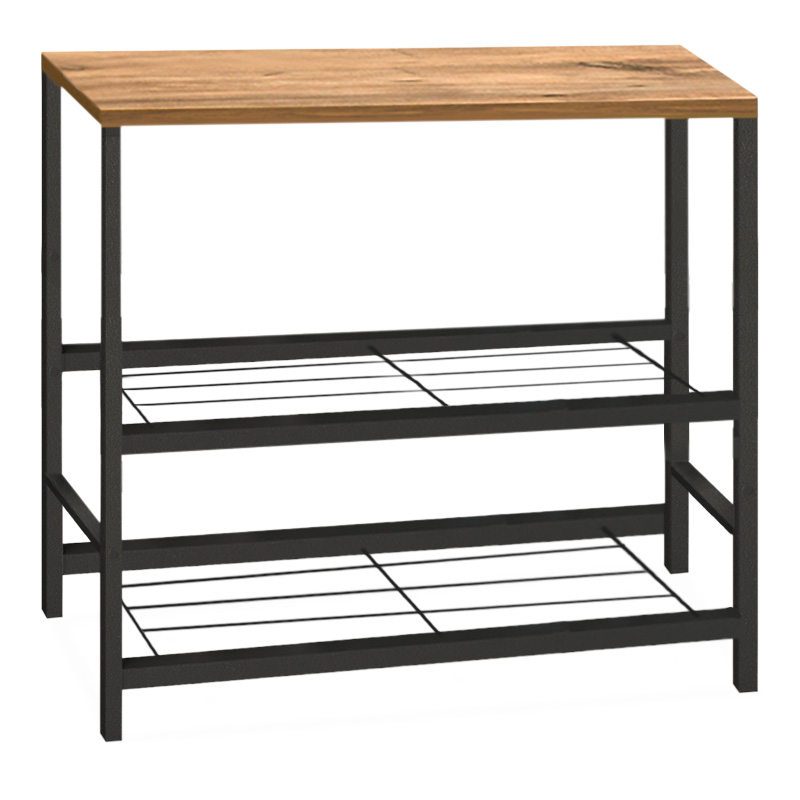 Βοηθητικό Τραπεζάκι Για Φουρνάκι Mulligan Megapap Μεταλλικό - Μελαμίνης Χρώμα Μαύρο - Pine Oak 80X40X80Εκ.