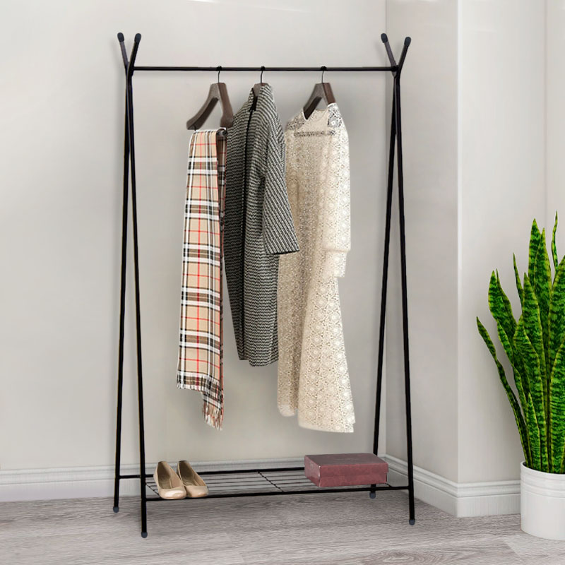 Επιδαπέδια Κρεμάστρα Shua Megapap Μεταλλική Χρώμα Μαύρο 90X38X150Εκ.