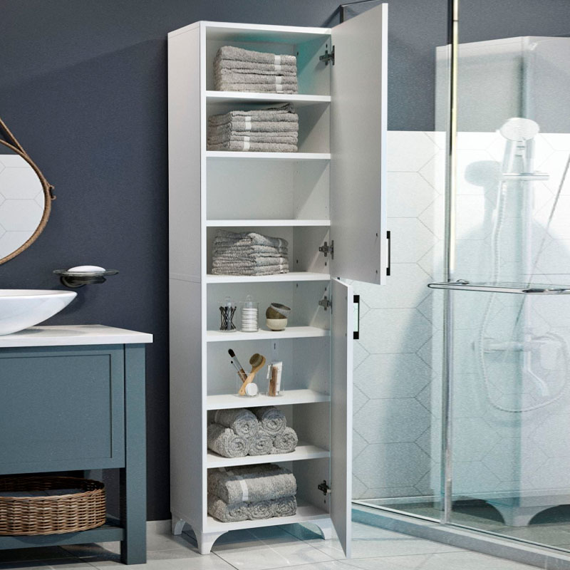 Ντουλάπι Κουζίνας/Μπάνιου Charlie Megapap Χρώμα Λευκό 49X31,8X173,9Εκ.