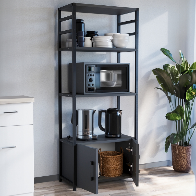 Έπιπλο Κουζίνας Agero Megapap Μεταλλικό - Μελαμίνης Χρώμα Ανθρακί 56,1X30X138,3Εκ.