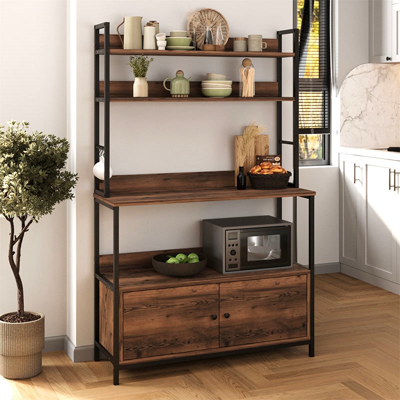 Έπιπλο Κουζίνας Severo Megapap Μεταλλικό - Μελαμίνης Χρώμα Μαύρο - Καπνιστή Καρυδιά 101X36X160Εκ.