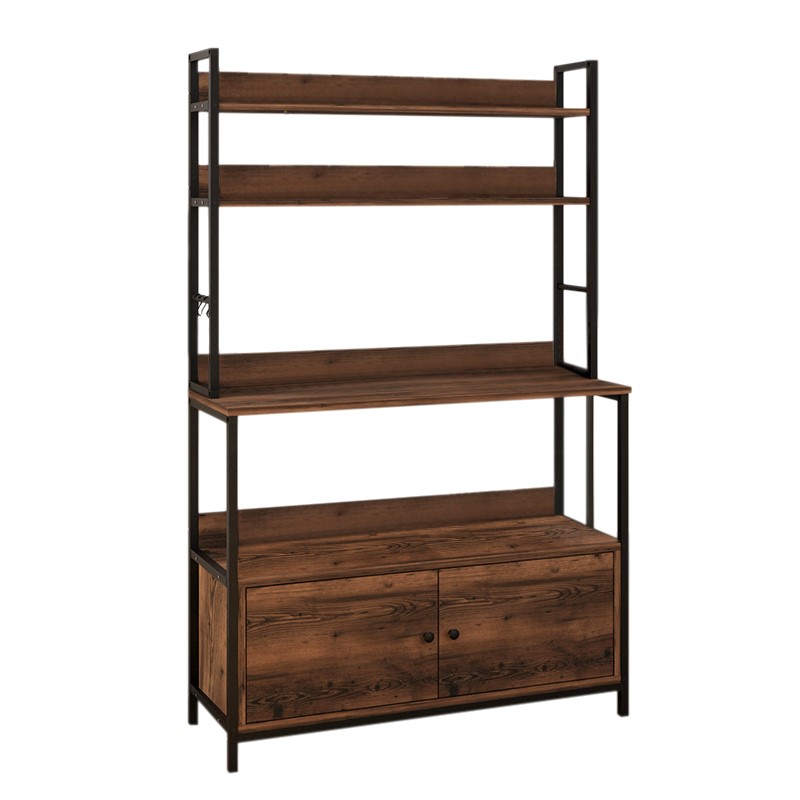 Έπιπλο Κουζίνας Severo Megapap Μεταλλικό - Μελαμίνης Χρώμα Μαύρο - Καπνιστή Καρυδιά 101X36X160Εκ.